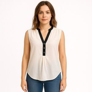 Converse Sleeveless Top, Cream & Black, Size M